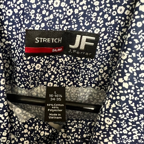 JF J. Ferrar Men’s Slim Fit Stretch Dress Shirt – Size L 16-16½, 34-35 - Picture 2 of 2